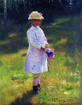 花を持つ少女 芸術家の娘 1878年 イリヤ・レーピン Oil Paintings